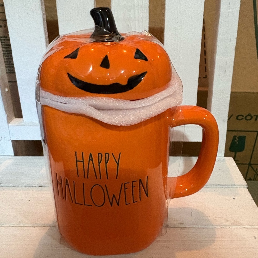 Rae Dunn Orange HAPPY HALLOWEEN Artisan Mug